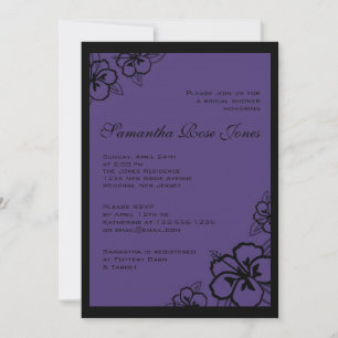 Convites Chá de panela de Flores de Hibiscus Roxo e Preto