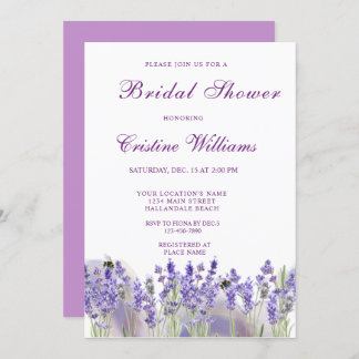 Convites Chá de panela de Flores de Lavander Roxo Elegante