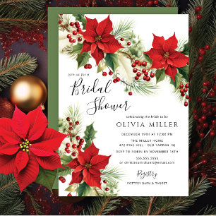 Convites Chá de panela de Flores de Poinsettia de Natal