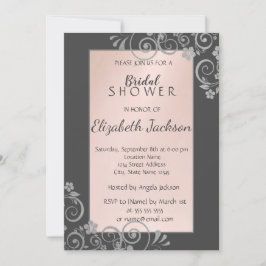 Convites Chá de panela de Flores de Prata Chic Elegante