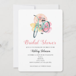 Convites Chá de panela de flores de verão. Bicicleta