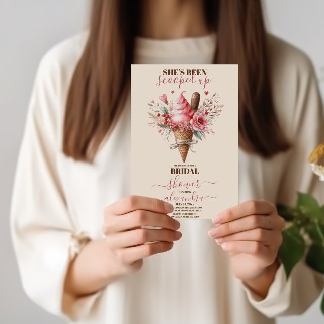 Convites Chá de panela de Flores do Pastel do sorvete (Criador carregado)