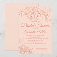 Chá de panela de Flores Douradas esboçadas rosa