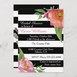 Convites Chá de panela de Flores e Listras