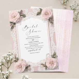 Convites Chá de panela de flores rosa 3D com Aquarela Moder