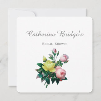 Convites Chá de panela de flores rosa e amarelas vítreas