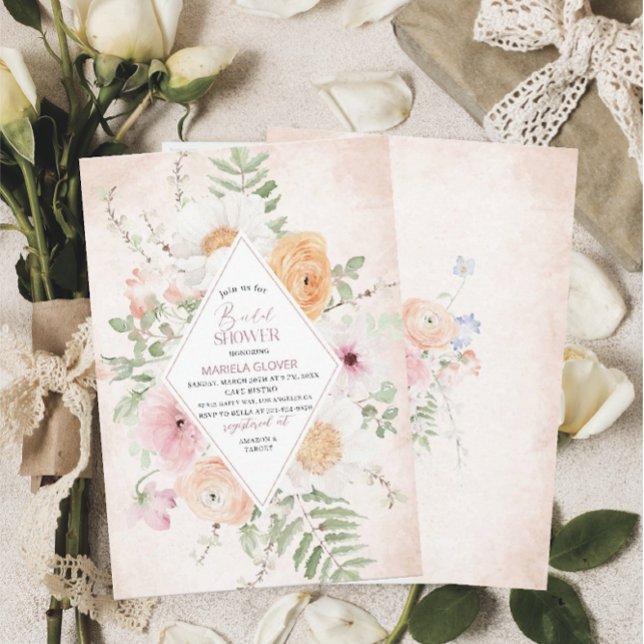 Convites Chá de panela de flores rosa impermeável (Criador carregado)