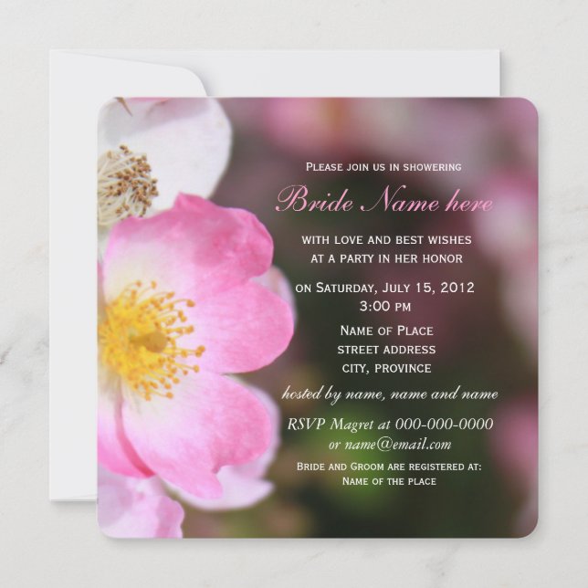 Convites chá de panela de flores rosa-rosa bonito (Frente)