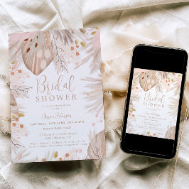 Convites Chá de panela de flores secas de erva boho pampas