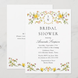 Convites Chá de panela de Flores Selvagens de Aquarela Eleg