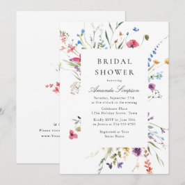 Convites Chá de panela de Flores Selvagens de Aquarela Eleg