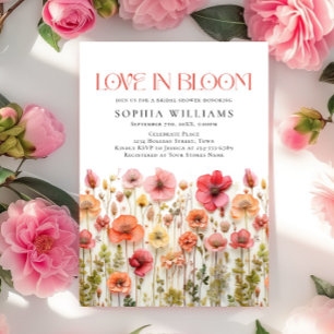 Convites Chá de panela de Flores Selvagens de Pastel Rosa