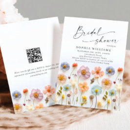 Convites Chá de panela de Flores Selvagens de Pastel Rosa