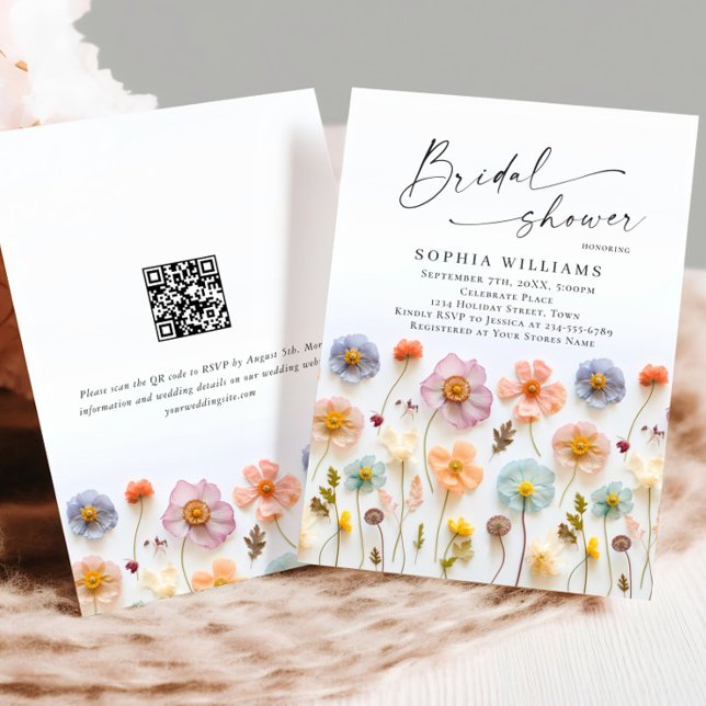 Convites Chá de panela de Flores Selvagens de Pastel Rosa (Criador carregado)