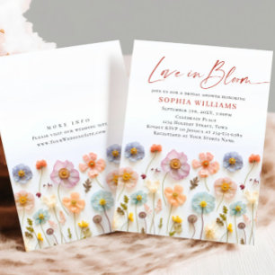 Convites Chá de panela de Flores Selvagens de Pastel Rosa