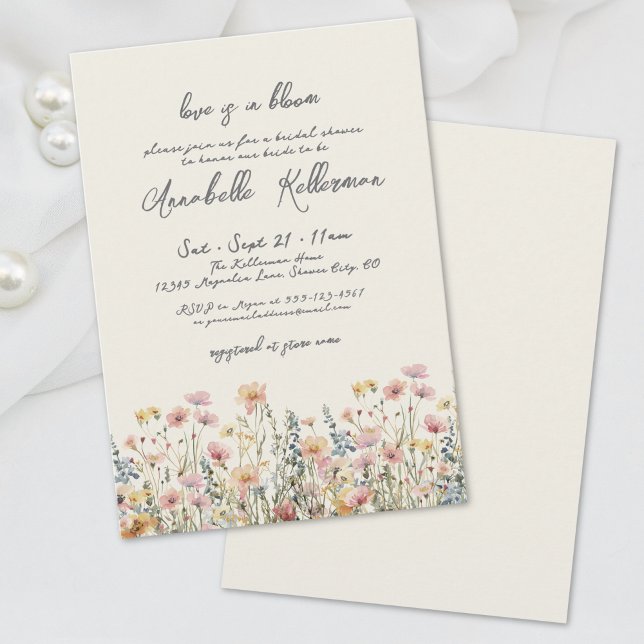 Convites Chá de panela de Flores Selvagens do outono Botâni (Botanical Autumn Wildflowers Bridal Shower Invitation)