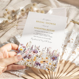 Convites Chá de panela de flores selvagens roxas