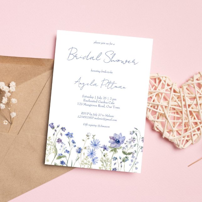 Convites Chá de panela de flores silvestres (Wildflower boho flowers love in bloom bridal shower invitation editable template instant download)