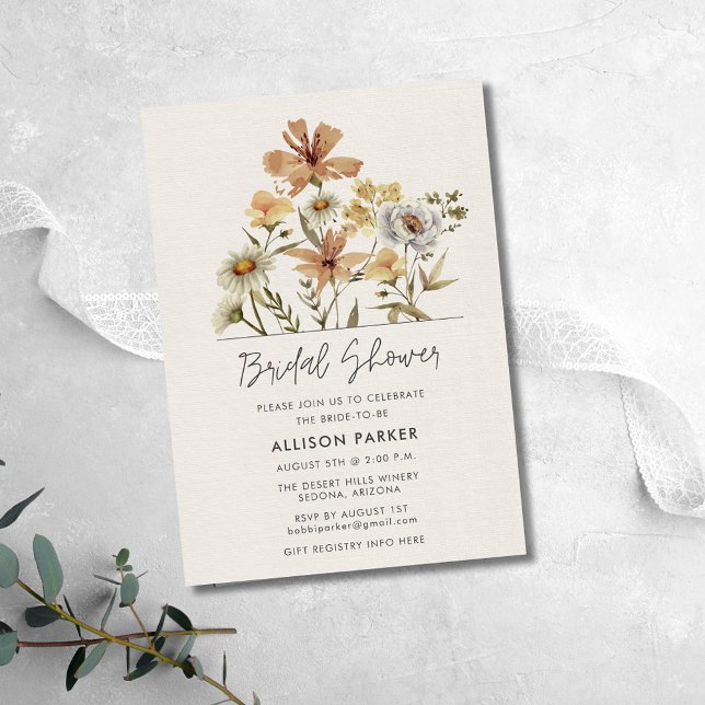 Convites Chá de panela de flores silvestres (Wildflowers Bridal Shower Invitation)