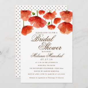 Convites Chá de panela de Flores Vermelhas Elegante