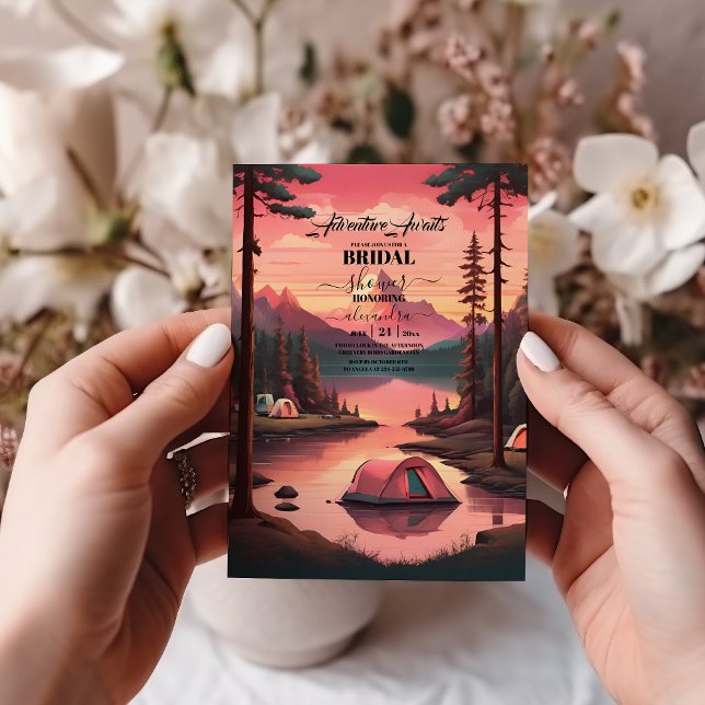 Convites Chá de panela de Floresta de Pinheiros com Aquarel (Criador carregado)