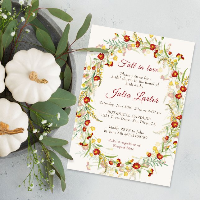 Convites Chá de panela de Folhagem de Flores Selvagens Mari (Criador carregado)