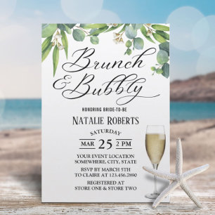 Convites Chá de panela de folhagem elegante Brunch e Bubble
