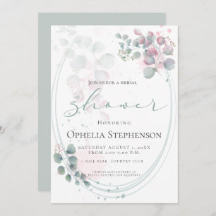 Convites Chá de panela de Folhagem Eucalyptus bonito Waterc