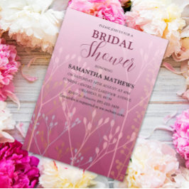 Convites Chá de panela de Folhagem Rosa Blush Moderno