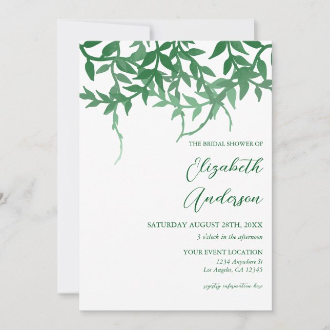 Convites Chá de panela de Folhas Botânicas Russas (Frente)