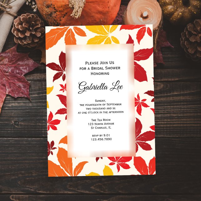 Convites Chá de panela de Folhas Brilhantes (Set a warm seasonal tone for your event with the Bright Fall Leaves Bridal Shower Invitation.)