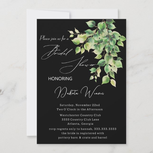 Convites Chá de panela de Folhas de Jardim Selvagem (Frente)