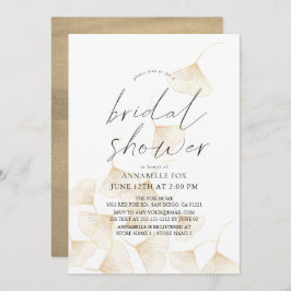 Convites Chá de panela de folhas Douradas de Ginkgo