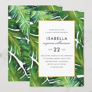 Convites Chá de panela de Folhas Tropicais Verdes Modernas
