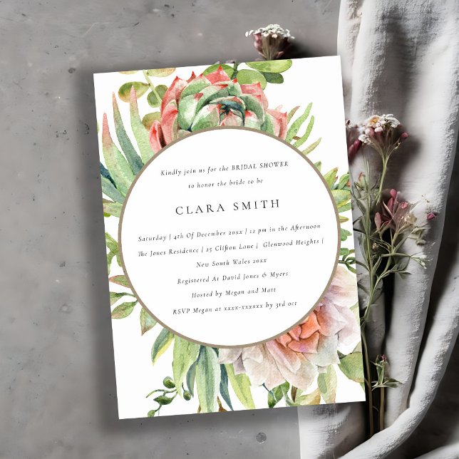 Convites Chá de panela DE FOLIAGEM DE CACTI SUCCULENTE PARA (Criador carregado)