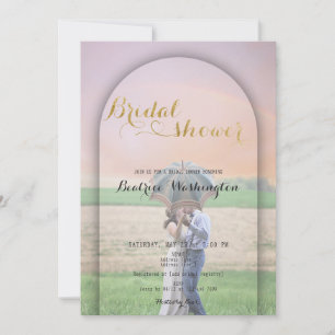 Convites Chá de panela de Foto Cardíaca Dourada pré-disquet