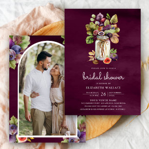Convites Chá de panela de Foto de Mason Jar Fig Roxo Plum