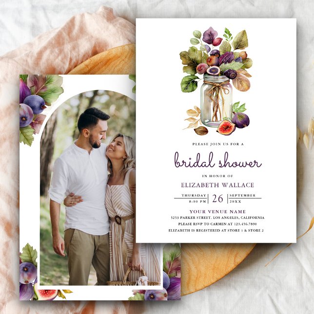 Convites Chá de panela de Foto Roxo Fig Mason Jar (Criador carregado)