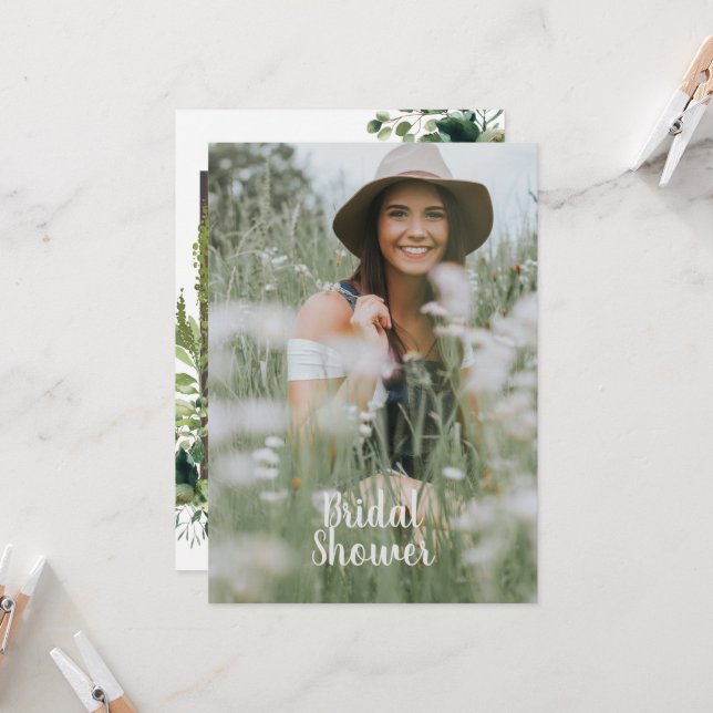 Convites Chá de panela de Foto Rustic Wood Bride (Frente/Verso In Situ)