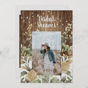 Convites Chá de panela de Fotografia de Folhagem de Madeira