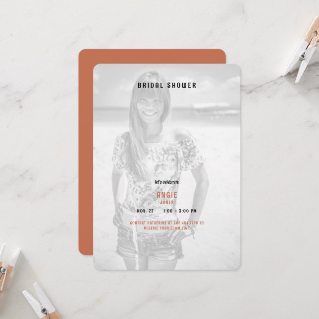 Convites Chá de panela de Fotografia de Terracotta Summer (Frente/Verso In Situ)