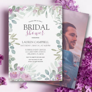 Convites Chá de panela de Fotografia Floral, Rosa, Rustic W