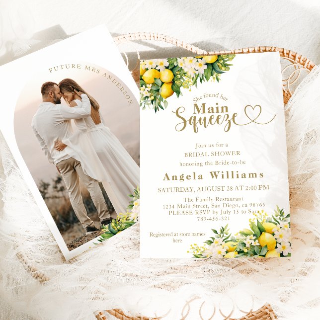 Convites Chá de panela de Fotografia Moderno de Verão Lemon (Criador carregado)