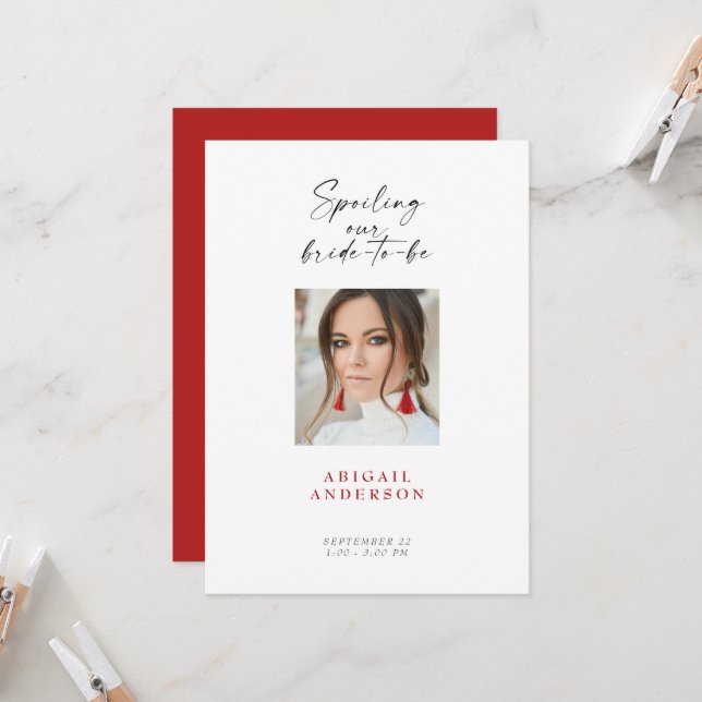Convites Chá de panela de Fotografia Red Bride (Frente/Verso In Situ)