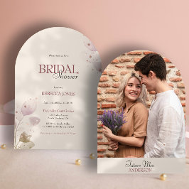 Convites Chá de panela de Fotografias com Arco Floral Rosa