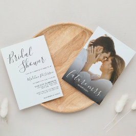 Convites Chá de panela de Fotografias de Cinza Escuro Moder