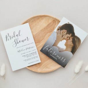 Convites Chá de panela de Fotografias de Cinza Escuro Moder