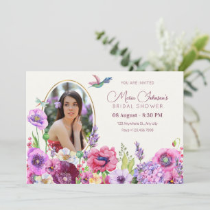 Convites Chá de panela de fotos florescente