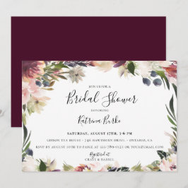 Convites Chá de panela de Frame Floral de Blush Plum