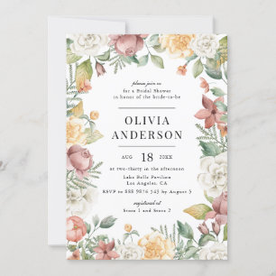 Convites Chá de panela de Frame Floral de Vintage Watercolo